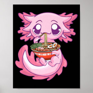 Axolotl Ramen Kawaii Japanska Anime Noodle Gift Gi Poster