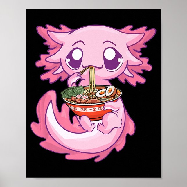 Axolotl Ramen Kawaii Japanska Anime Noodle Gift Gi Poster (Framsidan)