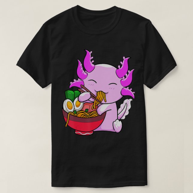 Axolotl Ramen Noodles Japanska Otaku Kawaii Anime T Shirt (Design framsida)