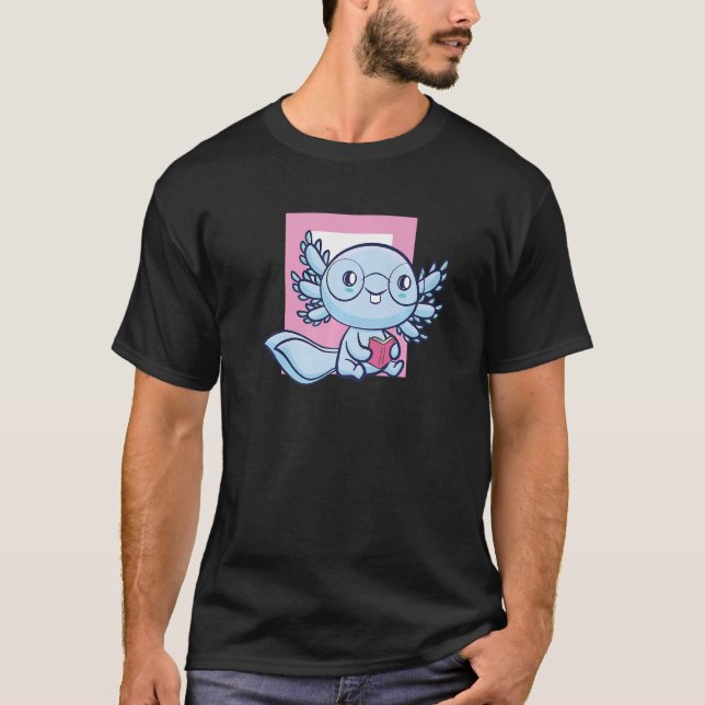 Axolotl Read Bok Ambystoma Mexiicanum Mexican Walk T Shirt (Framsida)