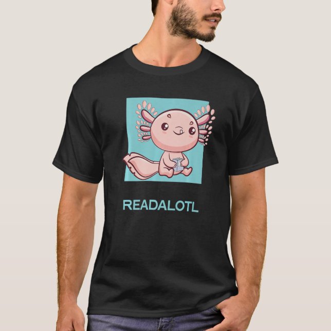 Axolotl Readalotl Ambystoma Mexiko Cute Walking T Shirt (Framsida)