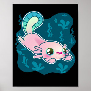 Axolotl Relaxolotl Kawaii Poster