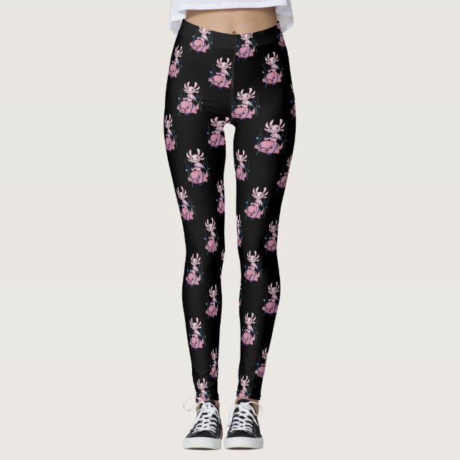 Axolotl Riding Blobfish Leggings (Framsida)