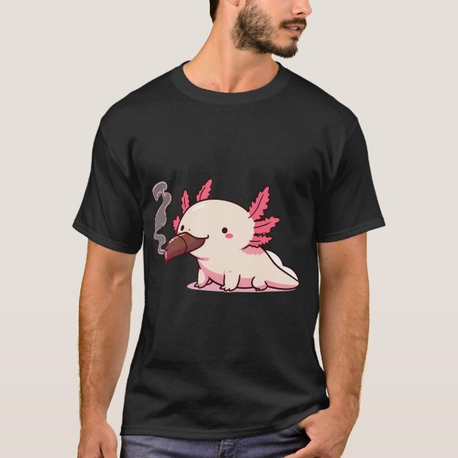 Axolotl röker cigarr t shirt (Framsida)