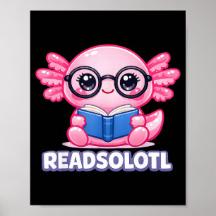 Axolotl rolig bibliofil bokorm läsare bok poster