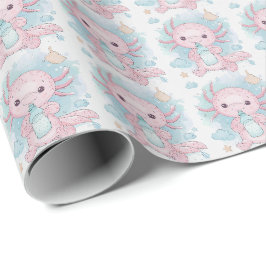 Axolotl Rosa Baby Pastel Watercolor Mönster Presentpapper