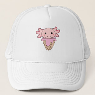 Axolotl Rosa Ice Cream Waffle Sweet Animals Keps