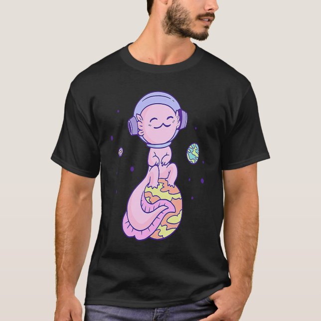 Axolotl Rosa Rymd T Shirt (Framsida)