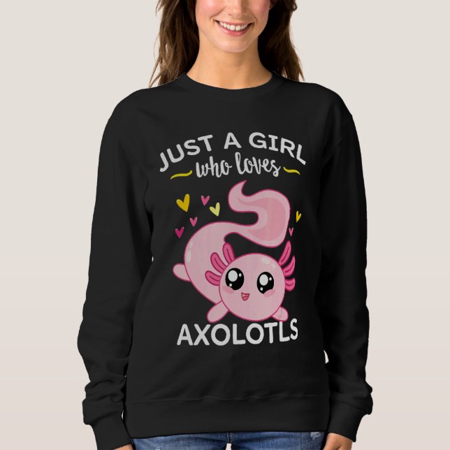 Axolotl Rosa Salamander Bara en flicka som Kärlek  T Shirt (Framsida)