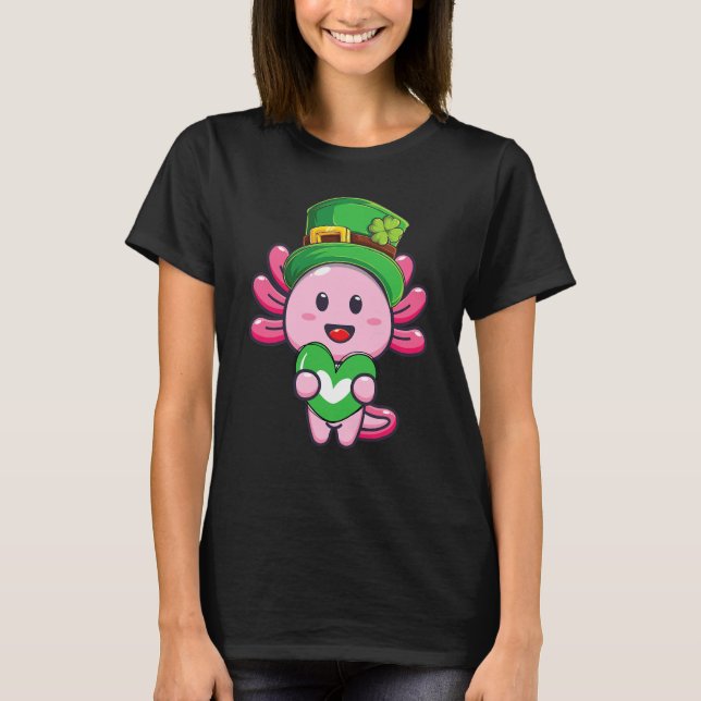 Axolotl Saint Patricks Day Boys Girls Axolotl St P T Shirt (Framsida)