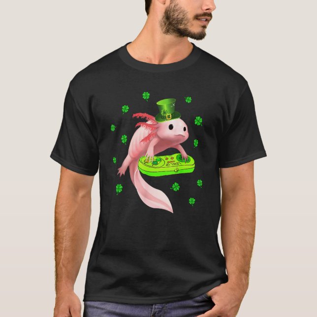Axolotl Saint Patricks Day White Axolotl Lizard G T Shirt (Framsida)