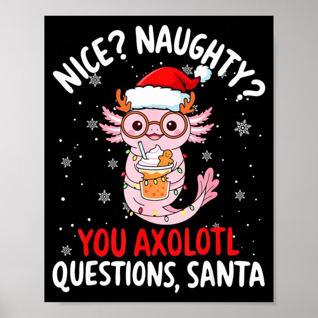 Axolotl Santa Hat Axolotl Questions Christmas Boys Poster (Framsidan)