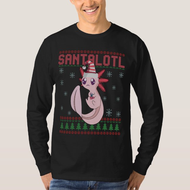 Axolotl Santa Hat jul Santalotl Ugly Sweater T Shirt (Framsida)