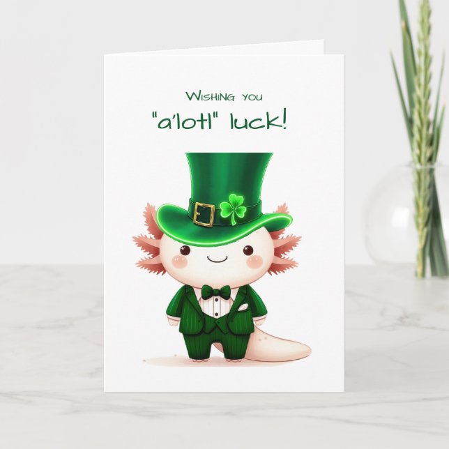 Axolotl som är gift för St. Patrick's Day Kort (Framsida)