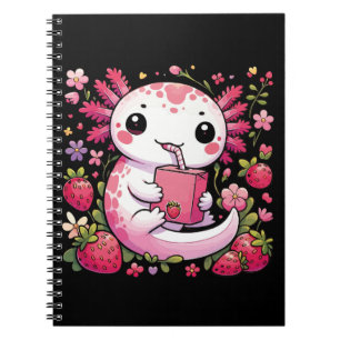 Axolotl som dricker japansk jordgubb Mjölk Anteckningsbok
