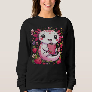 Axolotl som dricker japansk jordgubb Mjölk T Shirt