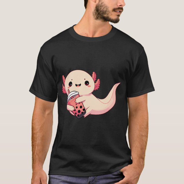 Axolotl som håller Boba Te T Shirt (Framsida)