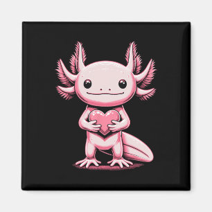 Axolotl som håller hjärta Alla hjärtans dag Söt Va Magnet