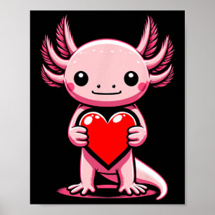 Axolotl som håller hjärta Alla hjärtans dag Söt Va Poster