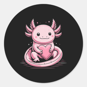 Axolotl som håller hjärta Alla hjärtans dag Söt Va Runt Klistermärke