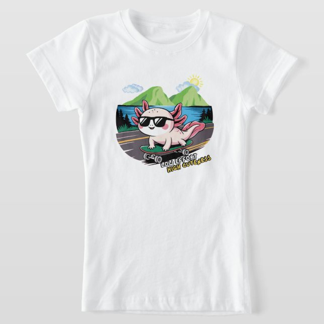 Axolotl som kör på ett skateboard t shirt (Laydown)