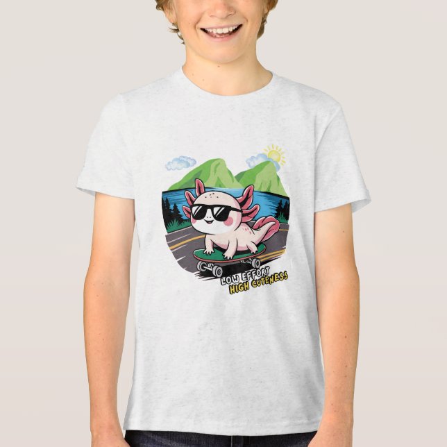 Axolotl som kör på ett skateboard t shirt (Framsida)