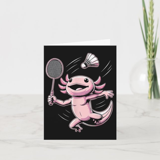 Axolotl som spelar badminton spelare shuttle sport kort (Framsida)