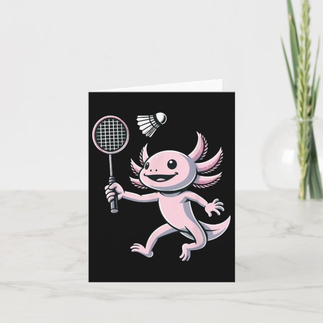 Axolotl som spelar badminton-spelare shuttle sport kort (Framsida)