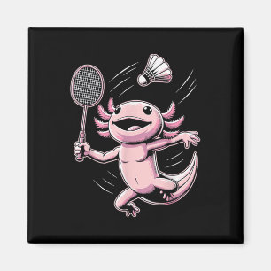 Axolotl som spelar badminton-spelare shuttle sport magnet