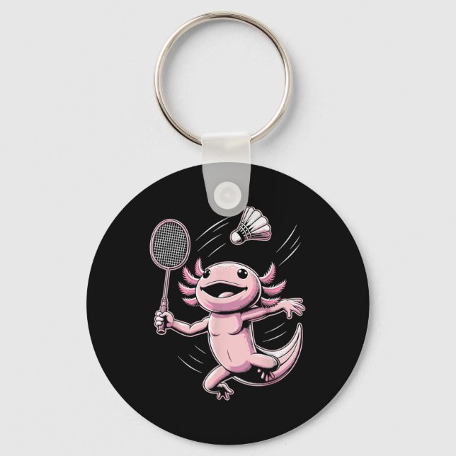 Axolotl som spelar badminton-spelare shuttle sport nyckelring (Framsida)