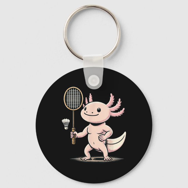 Axolotl som spelar badminton-spelare shuttle sport nyckelring (Framsida)