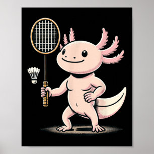 Axolotl som spelar badminton-spelare shuttle sport poster