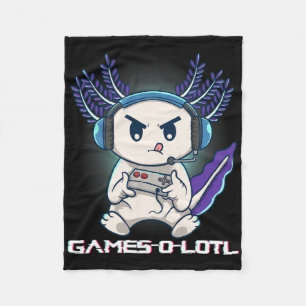 Axolotl som spelar konsollvideospel Gamesolotl Gam Fleecefilt