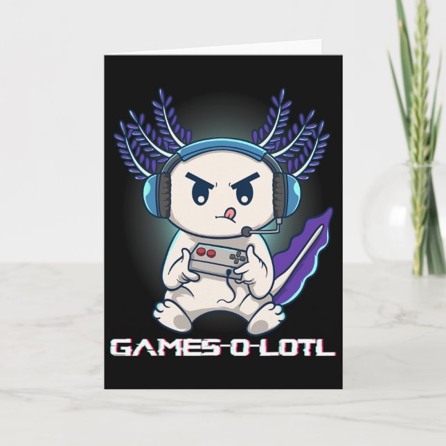 Axolotl som spelar konsollvideospel Gamesolotl Gam Kort (Framsida)