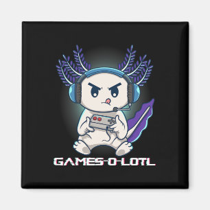 Axolotl som spelar konsollvideospel Gamesolotl Gam Magnet
