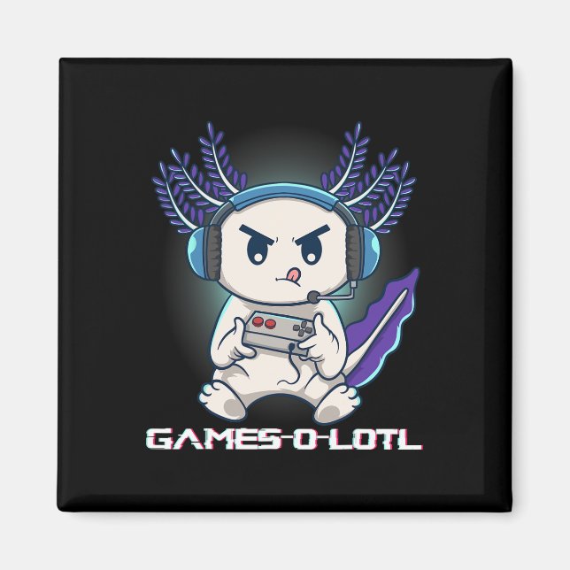 Axolotl som spelar konsollvideospel Gamesolotl Gam Magnet (Framsidan)