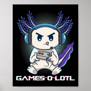 Axolotl som spelar konsollvideospel Gamesolotl Gam Poster