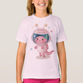 Axolotl Space Explorer: Glossy Helmet & Star Gills T Shirt