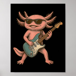 Axolotl Spela Guitar Rock and roll Gift Manar Wome Poster