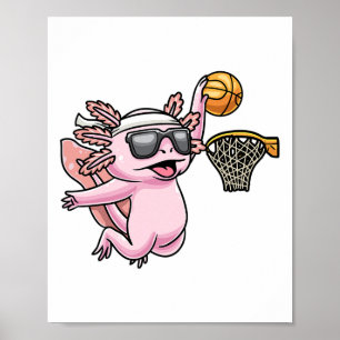Axolotl Spela Sketll Player Sports Kids Poster