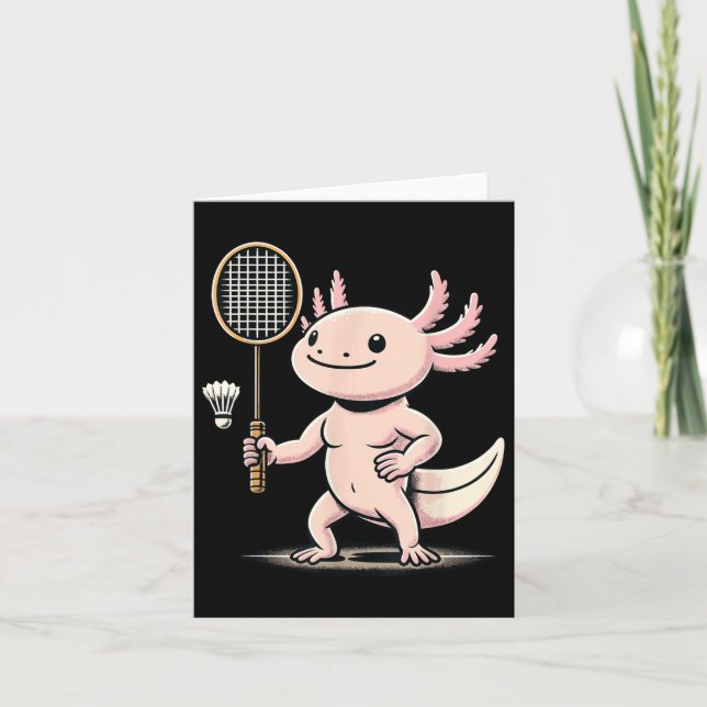 Axolotl Spelar Badminton Spelare Shuttle Sport  Kort (Framsida)