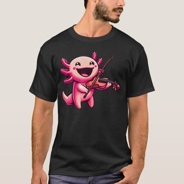 Axolotl spelar fiol Axolotls Musiker T Shirt (Framsida)