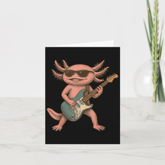 Axolotl spelar gitarr Rock And Roll present män Kv Kort (Framsida)