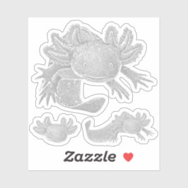 Axolotl Stickers - GRAY - 3 Pack Klistermärken