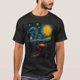Axolotl Stjärnnatt Van Gogh Konst För T Shirt