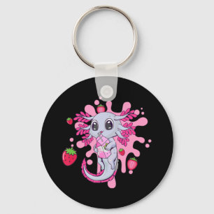 Axolotl Strawberry Mjölk Cute Kawaii Anime Gift Gi Nyckelring