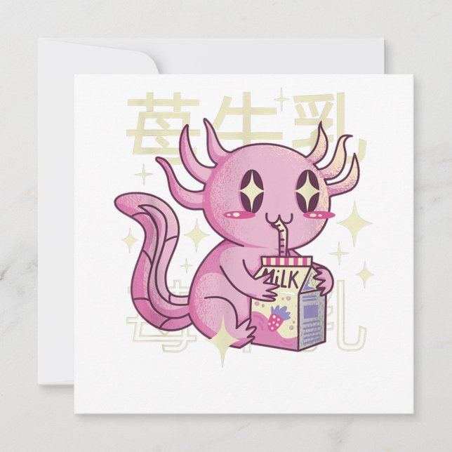 Axolotl Strawberry Mjölk Japan Stil Japanska Kawai (Framsida)