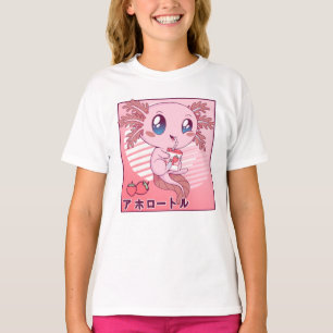Axolotl Strawberry Mjölk Retro Kawaii Japan Axolot T Shirt