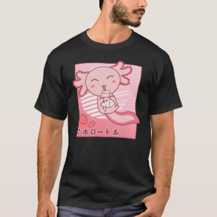 Axolotl Strawberry Mjölk Retro Kawaii Japan Axolot T Shirt
