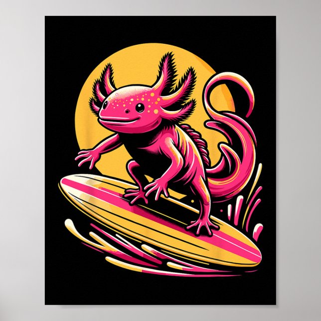 Axolotl Surfing Apparel Surfbräda Surf Surfar För  Poster (Framsidan)